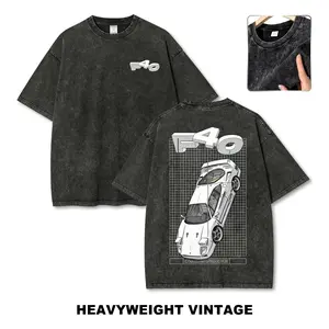 F40 Sports Car Blueprint T-Shirt, Washed Oversized Tee, Retro Racing Graphic Shirt, Gift For Car Enthusiasts