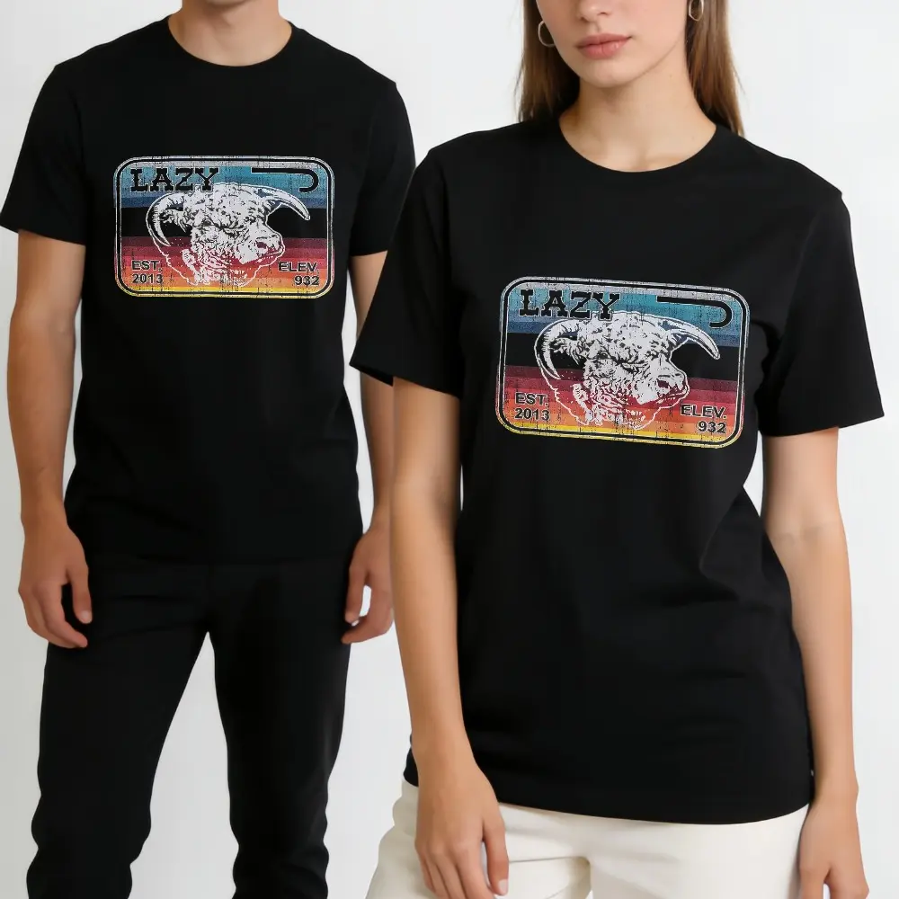 Lazy J Ranch Serape Elevation T-Shirt Cotton Graphic Soft And Comfortable Round Neck