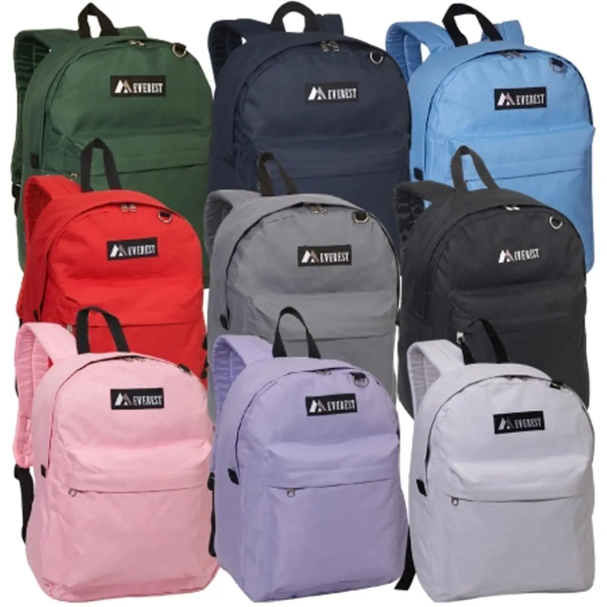 Everest Classic Solid Black Backpack with Spacious Main Compartment, Front Pocket, and Key Ring, 16in W - 13in H - 6in L, 16 W - 13 H - 6 L, Daypack, Traditional Backpack, Daily Use Bags, Basic, Adults, Casual, Bagpack Travel, Large Compartment, Tradition
