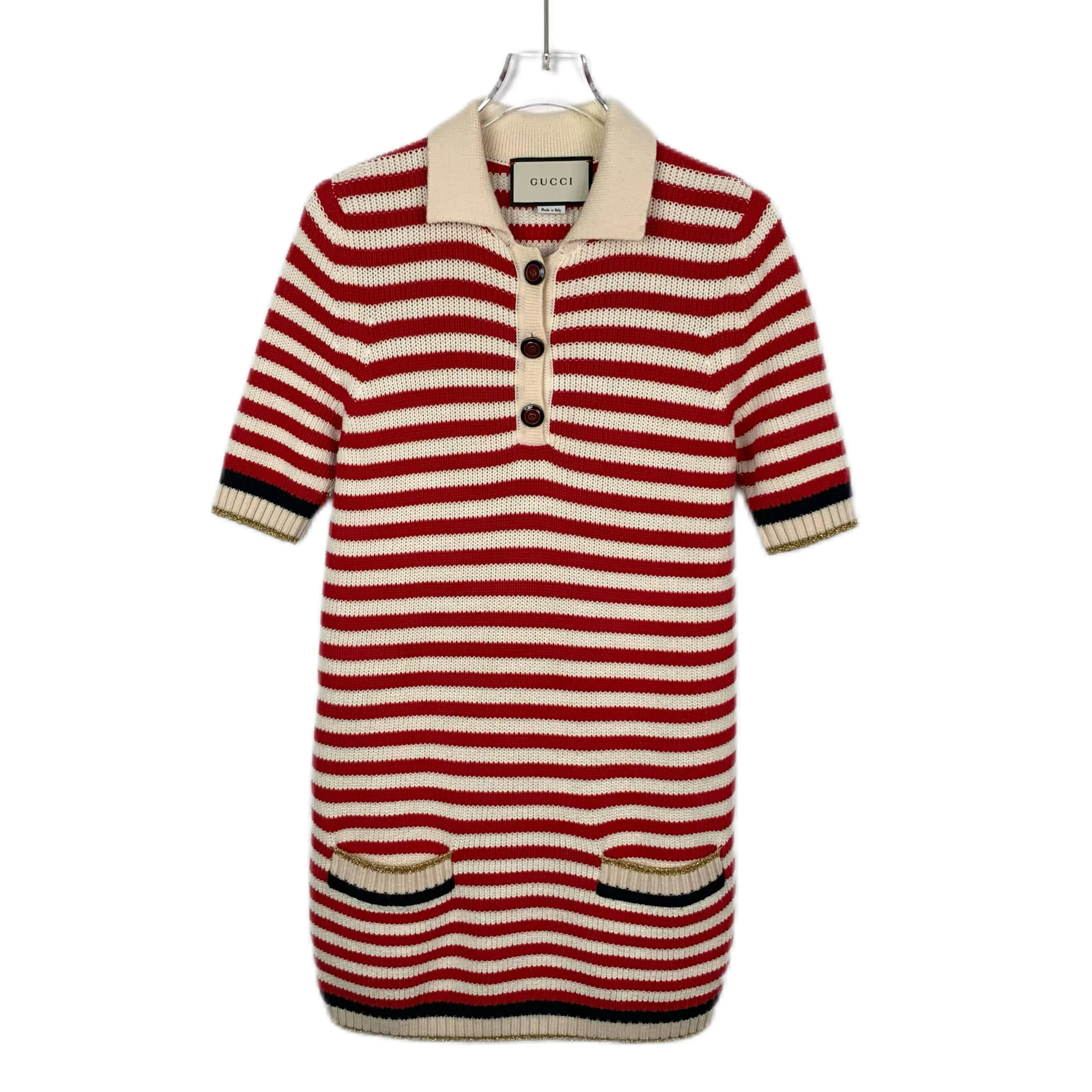 RDLT-Gucci Red Striped Cotton Knit Dress-SIZE XS