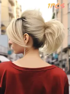 1 Piece Women's 6 Inch Fluffy Straight Hair Bun, Natural High-quality Elastic Non-knotted Hair Bun for Daily Use, Synthetic Hair Extensions for Women, Synthetic Hairpiece, Synthetic Hair Pieces