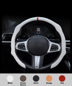 Premium Napa Leather 2026 Steering Wheel Cover - Quick Install, Non-Slip, Breathable, Ultra-Thin, Universal Fit, All-Season Car Interior Accessory, White, Car Steering Wheel Insert Accessories
