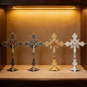 Religious Desktop Decoration, Religious Home Decor, Four Colors Available, Floral Design, Perfect Gift for Christmas & Easter, Ideal for Living Room