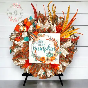 “Hey there, Pumpkin” Teal/Orange Fall Wreath