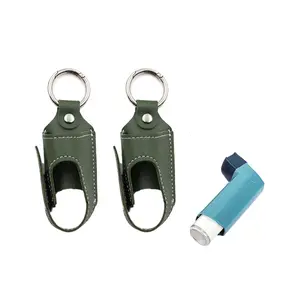 [2 Portable Inhaler Cases], Portable Imitation Leather Inhaler Keychain Case, Casual Style Cough Bottle Protective Case, Durable, Suitable for Going Out