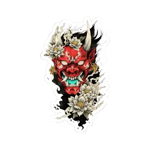 Oni Samurai Face Stickers, Laptop Decals, Water Bottle Stickers, Skateboard Decals, Artist Gift, Halloween Stickers, Edgy Art Sticker Pack