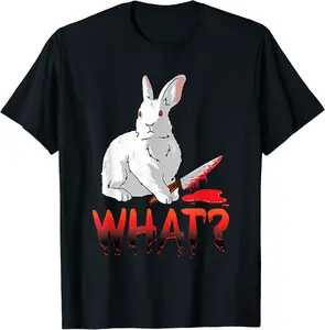 Rabbit What? Murderous Rabbit with Knife Halloween Costume T-Shirt - Haileybutl Shop 55B09CV5GFFZ