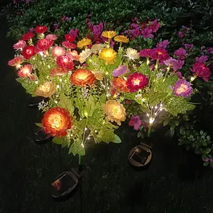 New 7-Head Solar Snow Lotus Light — Outdoor Realistic Artificial Flower Lamp, 7-Branch LED Faux Flower Ground Stake Light & Lawn Lamp