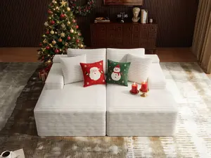 【Mother's Day Gift】2 Packages Shipping UTUHMWM 71" Oversized Boneless Double Chaise Lounge Sofa, Modern Compressed Plush Corduroy Upholstered Sectional Cloud Couch Sleeper Couch Bed, Lovesac Deep Seat, Comfy Lazy Chair for Living Room