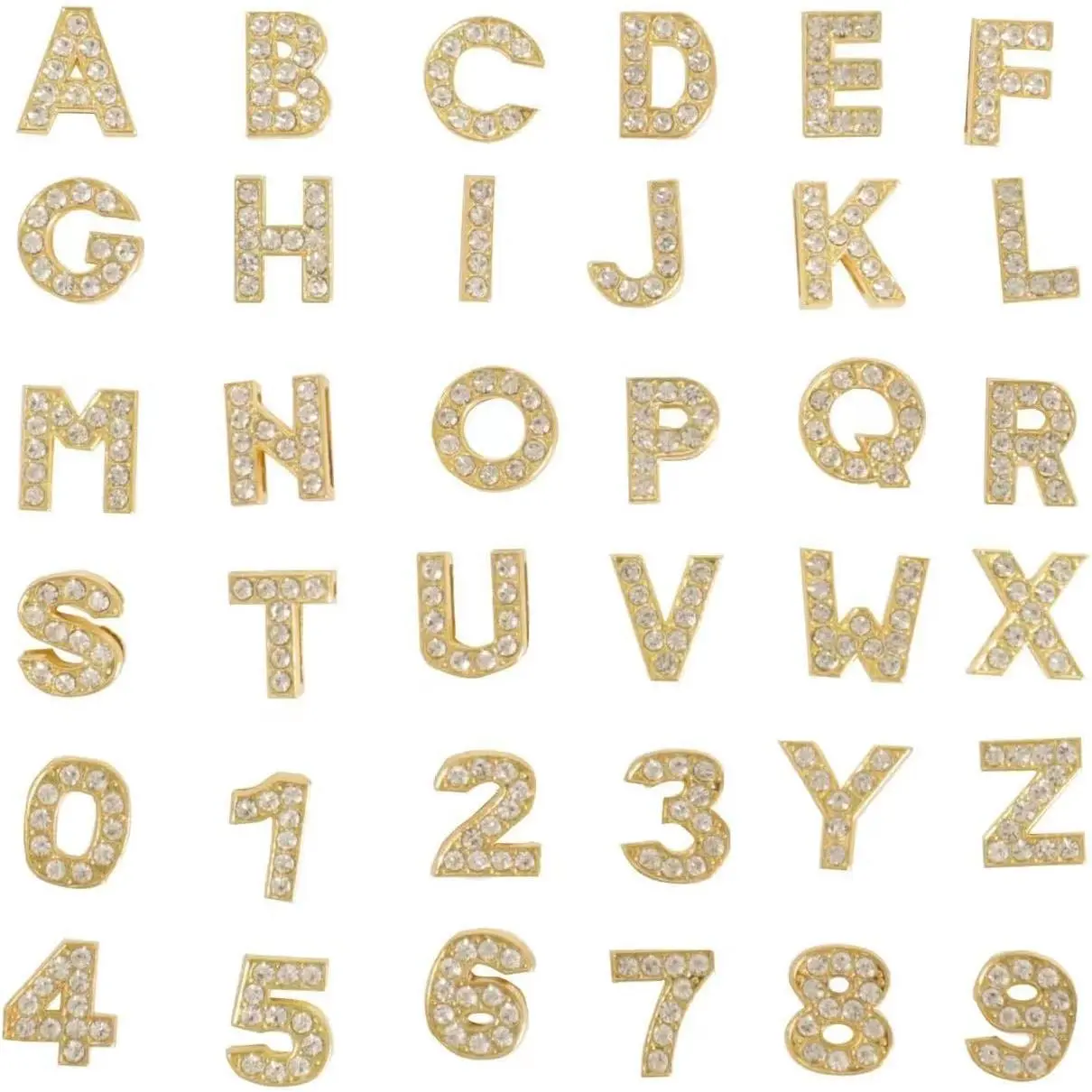 36 count Bling Letter Charms,Letter Charms Fits for Clog Sandals Decoration Fashion Crystal Diamond Charms for Women Girl Men Boy Party of Birthday Gifts.