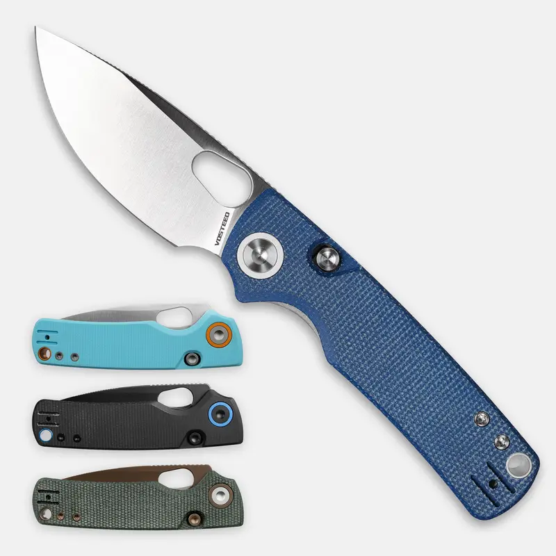 Vosteed Porcupine Knife 2.99" 14C28N Blade, Micarta/G10 Handle, Thumb Hole Opener & Top Liner Lock - Wide Handle Reversible Clip EDC Folding Knife,Everyday Carry Gift for Men & Dad