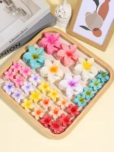 30 pieces of colorful plastic flower hair clips-ladies sweet pastel shark clip Claw Clip hair accessories, hand wash only, bright pink, blue, yellow, orange, purple and green design