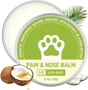 Lick-Safe Dog Paw & Nose Balm with Coconut Oil | All-Natural Moisturizer & Soother for Dry, Cracked Pads & Snout | Heat & Cold Pavement Protection Wax, Nose Butter for Bulldogs (2.1 oz / 60 g)