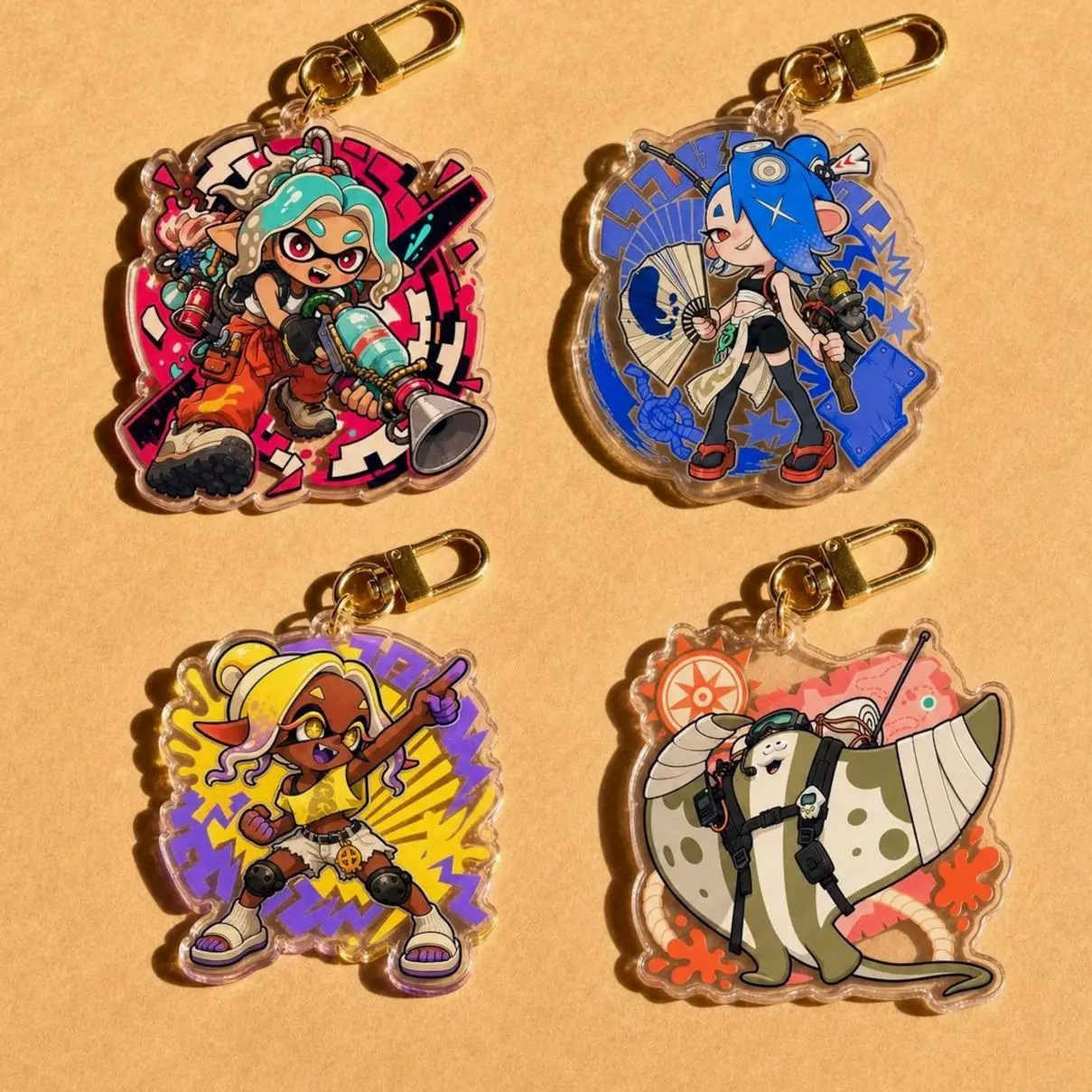 4 ops Splatoon Acrylic Keychain Charms,  Raiders Fans Gift