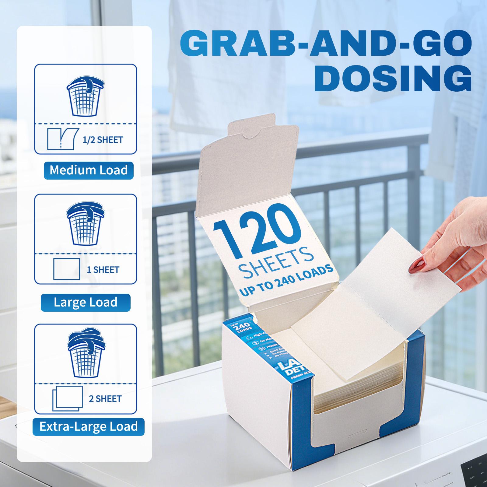 Lavender Laundry Detergent Sheets 120 Count, Concentrated Laundry Soap Strips with Fresh Lavender Scent, Fast Dissolving Laundry Sheets for Cold or Hot Wash, Lightweight Eco Friendly Laundry Detergent for Home, Dorm and Travel Use