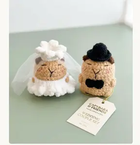 Capybara Couple Wedding Plush, Handmade Crochet Bride and Groom Couple, Kawaii Amigurumi Animal Dolls, Romantic Anniversary Gift for Couples