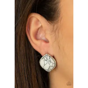 Marble Marvel - White Paparazzi Accessories Earrings