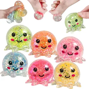 2/6/10 Piece Stress Relief Balls, Soft Squishy Octopus Ball, Easter Basket Filler, Shiny Octopus Stress Ball, Random Colors