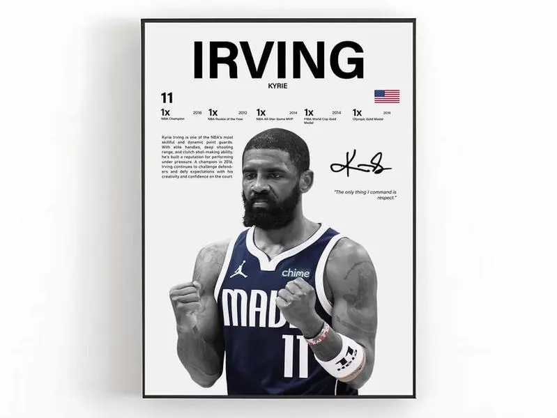 Kyrie Irving Wall Art, Basketball Player Poster, Sports Room Decor, Athlete Print, Game Day Art, Bedroom Wall Décor