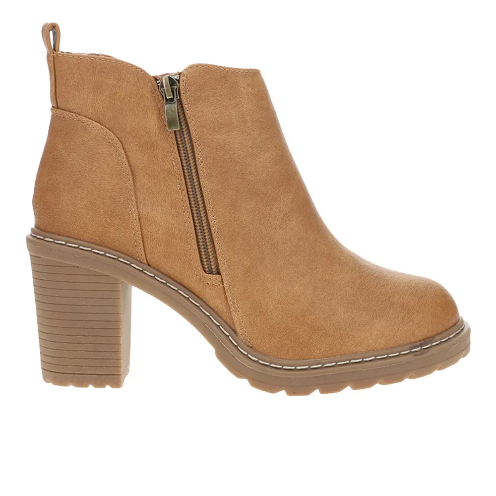 Corkys Womens Rocky Round Toe Zippered Casual Boots Mid Heel 2-3" - Brown