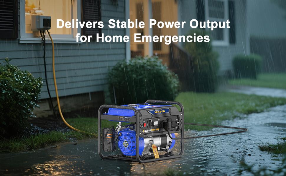 4000W Portable Generator, Gasoline Powered RV Ready Generator for Backup Home & Outdoor Camping, EPA Compliant, 9H Full Load Runtime, Open Frame