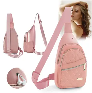 Solid Color Nylon Fabric Lightweight Quilted Fanny Pack - Casual Large-Capacity Zipper Multi-Wear Bag (Crossbody, Shoulder, Chest Belt) with Multiple Matching Pockets, Ideal for Daily Use, Perfect Gift for Moms, Crossbody Bag, Shoulder Bag