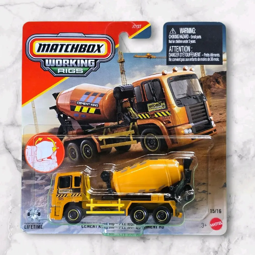 Matchbox Working Rigs Cement King HD Yellow Concrete Mixer Toy Truck 15/16