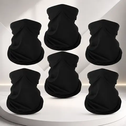 Unisex 6-Pack Assorted Pattern Bandana Face Mask Neck Gaiter for Adults, Breathable Stretch Headwear with Sun Protection, Flexible Fit for Outdoor Sports Biking Yardwork, 1 Size Fits Most