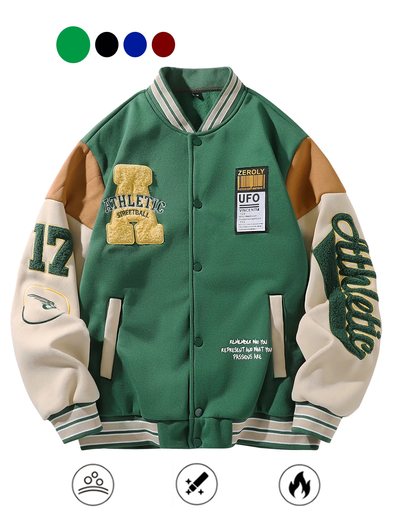 Men's Color Block Baseball Jacket, Preppy Streetwear Varsity Style with Loose Fit and Embroidered 'S' Letter Patch