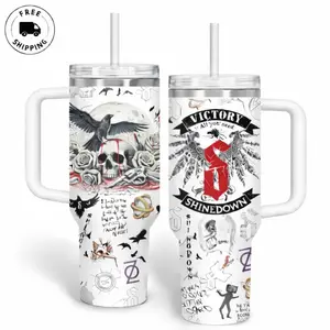 Shinedown Victory Skull 40oz Tumbler With Handle – Rock Band Fan Cup