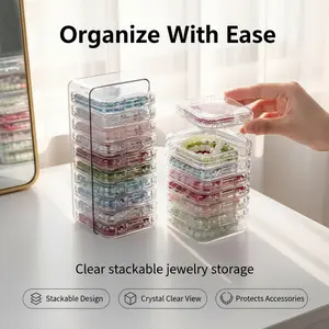 Transparent Stackable Jewelry Box, Perfect for Storing Bracelets, Beads, and Small Accessories, Ideal for Organizing Your Collection