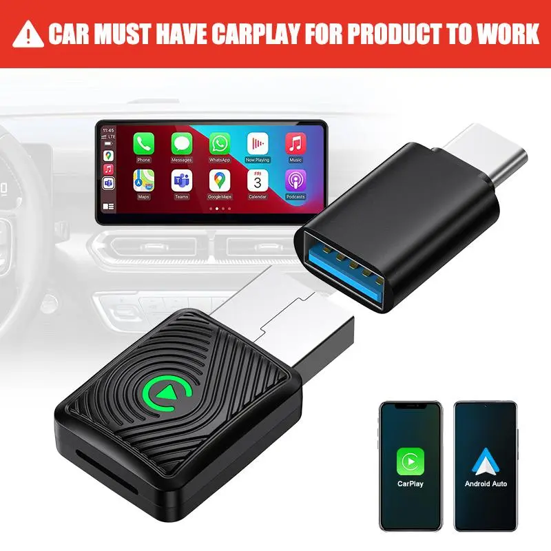 Wireless CarPlay Adapter by Cableet – Convert Wired to Wireless, Plug & Play, Fast & Stable Connection, hands-free call,Apple & Android Auto Compatible, Compact Design