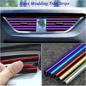 10Pcs 20cm Universal  Car Air Conditioner Outlet Decorative U Shape Moulding Trim Strips Car Interior Accessory Decor Car Styling Accessories