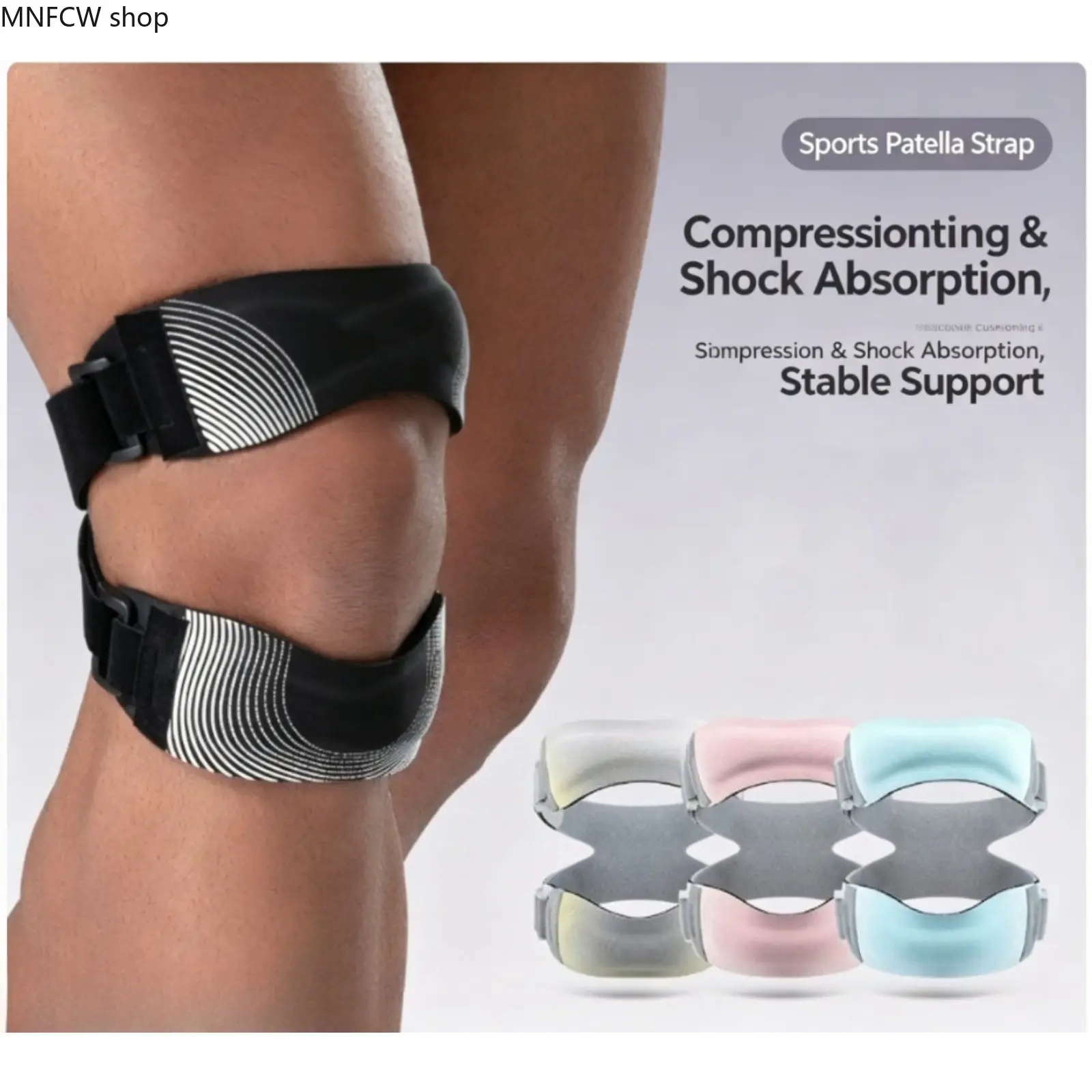 Professional Silicone Patella Knee Strap for Men & Women, Anti-Slip Shock-Absorbing Anti-Injury Compression-Type Protective Gear, Heat-Wicking Sporty Joint Alignment Wrap for Running, Hiking, Anti-Injury Protective Gear