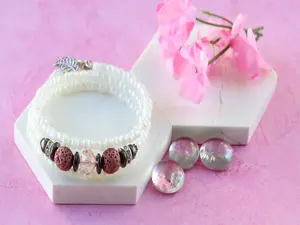 Pink Wrap Diffuser Bracelet, Memory Wire Bracelet, Diffuser Bracelet, Lava Rock Bracelet, Beaded Bracelet, Gift for Her, One Size Fits Most
