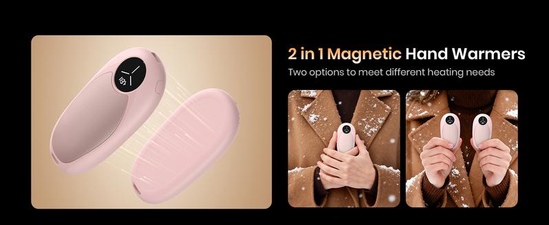 Hand Warmers Rechargeable 2 Pack Electric Hand Warmer Magnetic Ultrathin Portable for Men Women Christmas Hiking Golf Hunting Accessories