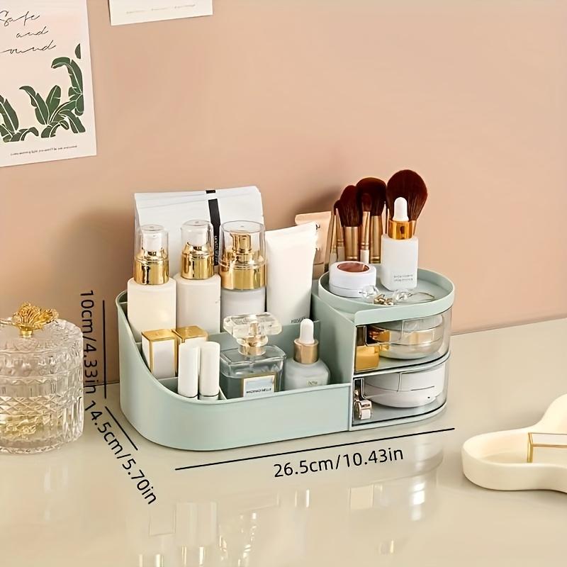 Large Capacity Makeup Organizer Box with Transparent Drawer, Plastic Cosmetic Storage Case, Multi-Functional Skincare & Lipstick Holder, Beauty Organizer