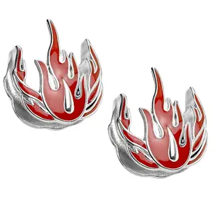 Red Flame Saddle Spreader Ear Gauges  - 316L Stainless Steel - Pair