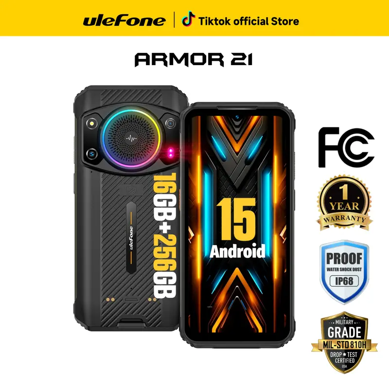 Ulefone Armor 21 Android 15 Unlocked Rugged Phone, 122dB Loudest Speaker, MTK G99 16GB + 256GB Outdoor Rugged Smartphone,64MP Main Cam + 24MP Night Vision Cam, 6.58" FHD+, 9600mAh, IP68 Dual SIM,sohochic