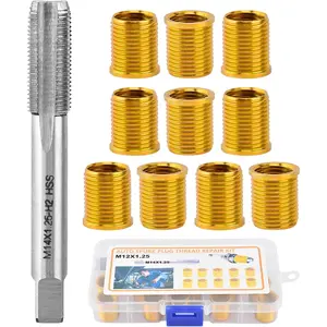 Spark Plug Thread Repair Kit, M12x1.25 |   10-Piece Inserts & Tap Kit for Engine Repair |   Easily Fix Damaged Spark Plug Threads, Perfect for Cars & Trucks
