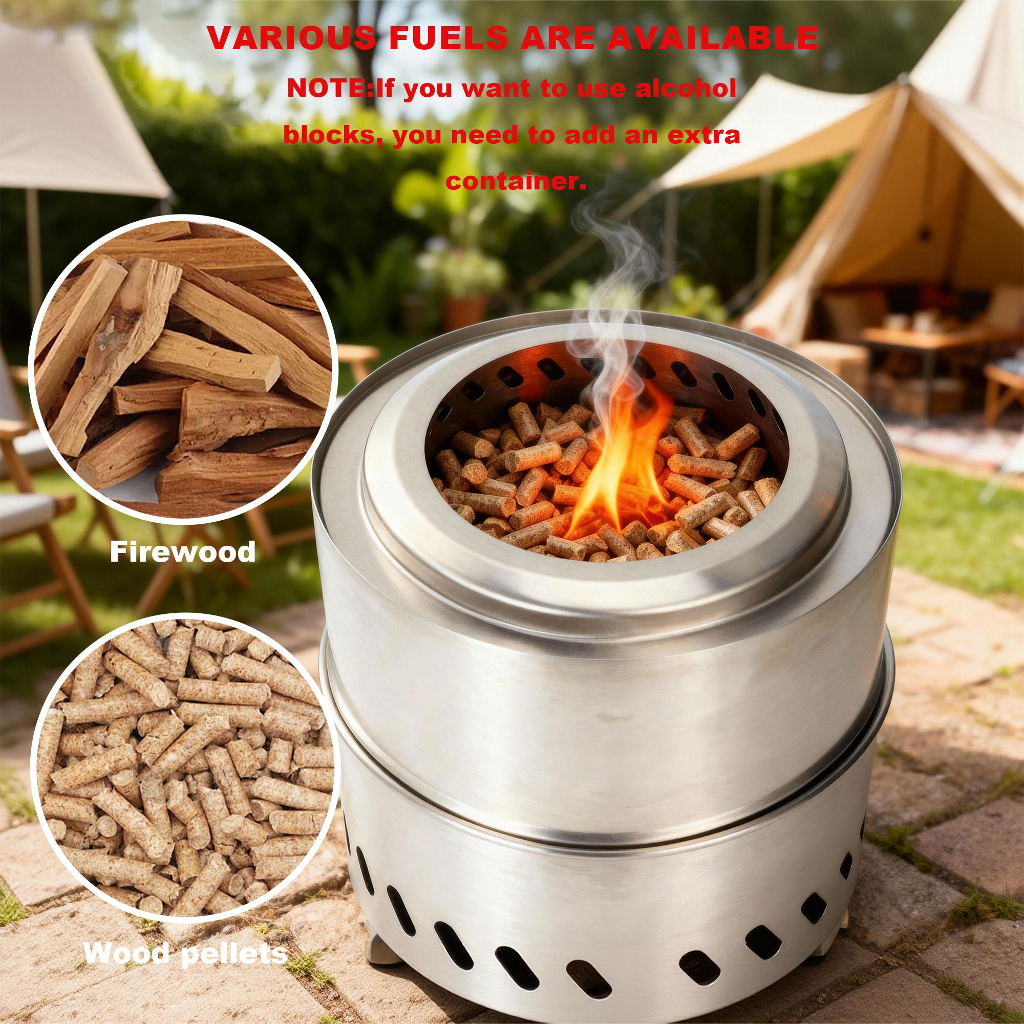 Portable Camping Stove, Stainless Steel Wood Burning Camp Stove with Secondary Combustion, Foldable Backpacking Stove for Outdoor Hiking, Picnic, BBQ, Compatible with Firewood & Wood Pellets, Easy to Assemble & Carry Portable Camping Stove, Stainless Steel Wood Burning Camp Stove with Secondary Combustion, Foldable Backpacking Stove for Outdoor Hiking, Picnic, BBQ, Compatible with Firewood & Wood Pellets, Easy to Assemble & Carry