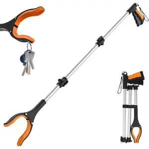 [New Deal] 43" Extra Long Grabber Tool, Foldable Reaching Tool with Rotating Jaw & Magnets, Heavy Duty, 4" Wide Claw Opening