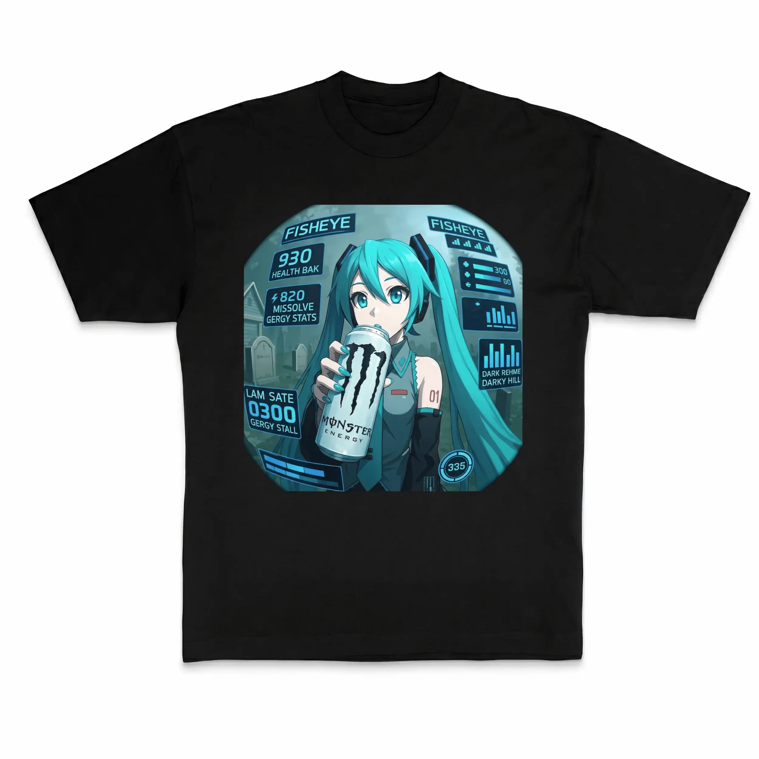 2026 New Unisex Crewneck Tee Everyday Comfort Shirt Cybercore Miku HUD Vintage Tee, Anime Girl Monster White T-Shirt, Goods Graphic Tee, Aesthetic Shirt, Gothic Grunge Y2k Emo Scene Amity Affliction Style Clothes,
