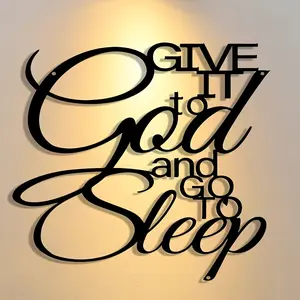 Room Decoration: 1 Elegant Iron Metal Sign "Leave It to God and Sleep" - Inspirational Wall Art for Home, Office, Bedroom, Terrace, Kitchen, Garden, Shop, Caf é, Dance Hall, Bar - Relocation, Festivals, Birthdays, Signage Vintage Metal Sign