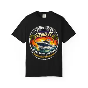 Venice Inlet Florida Tee | Gulf Coast Boating & Offshore Fishing Shirt for Men | Comfort Colors 1717 Venice Florida T-Shirt