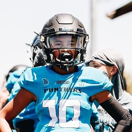 Battle Oxygen Lip Protector Mouth Guard with Connected Strap, Football and Sports Gear, Maximum Oxygen Supply, Mouthpiece Fits With or Without Braces - One Size, White