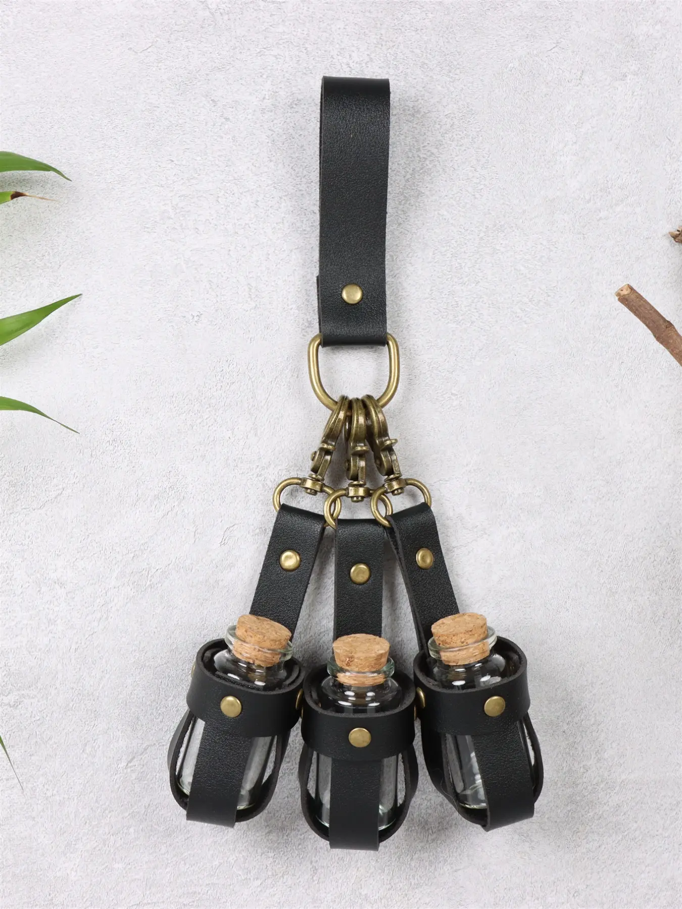 Medieval Alchemy Faux Leather Belt Bag with Potion Vials Medieval Alchemy Faux Leather Belt Bag with Cork Potion  main image 3