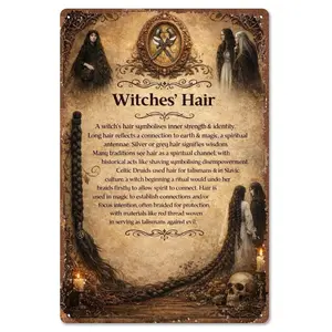 Witches' Hair Spiritual Symbolism 8x12 Inch Aluminum Metal Sign - Mystical Wall Decor for Witchy Room, Pagan Altar, Hair Salon - Retro Tin Sign Gift for Witches, Celtic Culture & Magic Enthusiasts