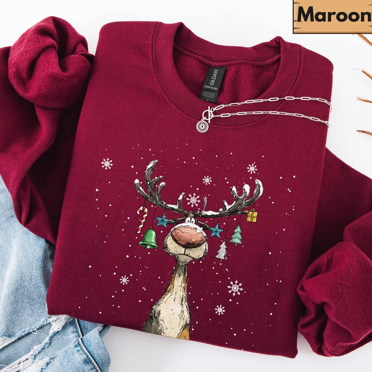 Vintage Reindeer Sweatshirt/T-shirt/Hoodie, Cute Christmas Sweatshirt, Retro Reindeer Sweatshirt, Merry Christmas Sweatshirt, Christmas Reindeer Sweatshirt