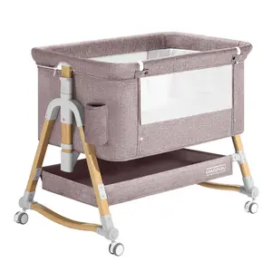 HARPPA 3-in-1 Foldable Baby Bassinet Bedside Sleeper, Rocking Bassinet with Mattress & Cover, Height Adjustable Bassinet for Baby with Wheels, Crib For Infant